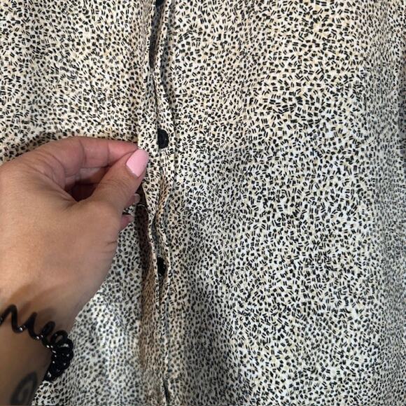 H by Halston Cream Speckled Short Sleeve Collared Button Down Blouse Women Sz M - Picture 5 of 9